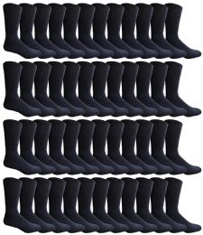 48 Pairs Yacht & Smith King Size Men's Cotton Terry Cushioned Crew Socks Size 13-16 Navy - Big And Tall Mens Crew Socks