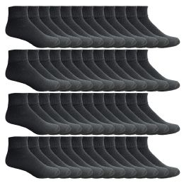 48 Wholesale Yacht & Smith Kids Cotton Quarter Ankle Socks In Black Size 6-8