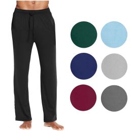 12 of Assorted Size Mens Solid Knit Pajama Pants In Burgandy