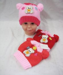 72 Pieces Baby Girls Beanie Hat With Pompom - Junior / Kids Winter Hats
