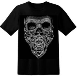 12 Pieces Bandana Skull Face Black Shirts Plus Size - Mens T-Shirts