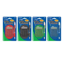 36 Bulk Multicolor 8-Digit Grip Calculator W/ Retractable Pen