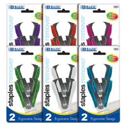 12 Bulk Bright Color Ergonomic Claw Style Staples Remover (2/pack)