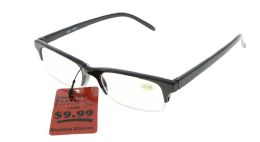 48 Wholesale Black Acrylic Semi Rimless Reading Glasses