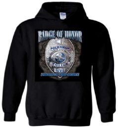 12 Pieces Black Color Hoody Badge Of Honor - Mens Sweat Shirt