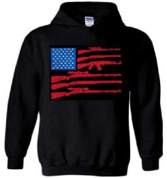 12 Pieces Black Color Hoody Gun Flag - Mens Sweat Shirt