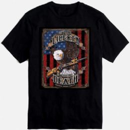 12 Wholesale Black T Shirt Give Me Liberty Plus Size