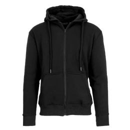 24 Pieces Black Zip Up Hoodies In Size 2xl - Mens Sweat Shirt