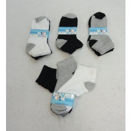 720 Pairs Boy's Anklet Socks 6-8[gray Or Black Toe And Heel] - Boys Ankle Sock