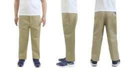 24 Pieces Boy's Flat Front School Uniform And Casual Pants, Khaki Size 5 - Boys School Uniforms