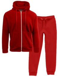 12 Pieces Boy's FleecE-Lined Hoodie & Jogger 2-Piece Set Red Size S(8) - Boys Hoodies and Sweaters