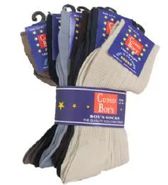 96 Units of Boy's Nylon Dress Socks Assorted Color Size S - Boys Crew Sock
