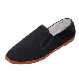 36 Wholesale Boy's Slip On Twin Gore Cotton Upper With Rubber Out Sole Kung Fu Shoes In Size 35