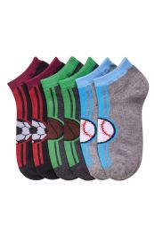 432 Wholesale Boys Ankle Sock Printed Sport Design Size Size 4-6