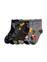 216 Wholesale Boys Assorted Design Printed Crew Sock Size 4-6