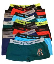 60 Wholesale Boys Seamless Boxer Shorts Assorted Color In Medium