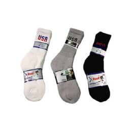 144 Pairs Boys Sport Sock Crew With Logo In White Size 9-11 - Boys Crew Sock