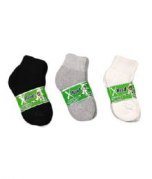 144 Pairs Boys Sports Sock Ankle 6-8 In Black - Boys Ankle Sock