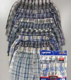60 Wholesale Boys Woven Boxer Short With Button Size M