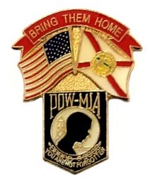 96 Wholesale Brass Hat Pin, PoW-Mia Shield, "bring Them Home