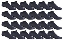 24 Bulk Bulk Pack Men's Cotton Light Weight Breathable No Show Loafer Socks, Navy Size 10-13