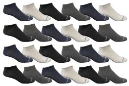 24 Bulk Bulk Pack Men's Light Weight Breathable No Show Loafer Socks, Solid Assorted 4 Colors Size 10-13