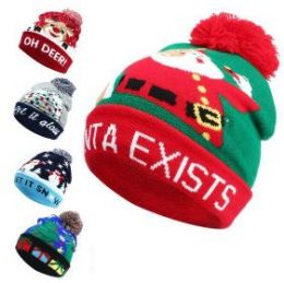 24 Wholesale Christmas Party Beanie Let It Glow