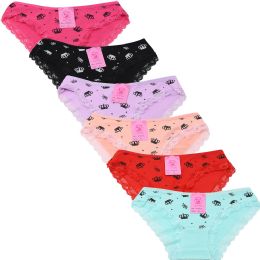 48 Pieces Cotton Panties Graphic Print In Assorted Colors Medium - Womens Panties & Underwear