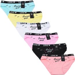 48 Pieces Cotton Panties Graphic Print In Assorted Colors Small - Womens Panties & Underwear