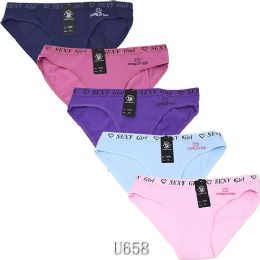 48 Wholesale Women Cotton Panties Graphic Print Size L