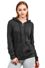 24 Wholesale Cottonbell Ladies Thin ZiP-Up Hoodie Jacket Size S