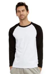 30 Pieces Cottonbell Men's Long Sleeve Baseball Tee Size M - Mens T-Shirts