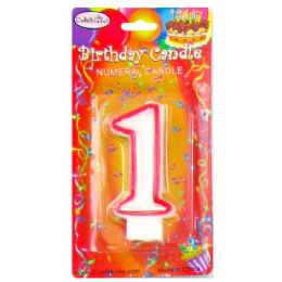 144 Wholesale B-Day Candle Red Numeral #1