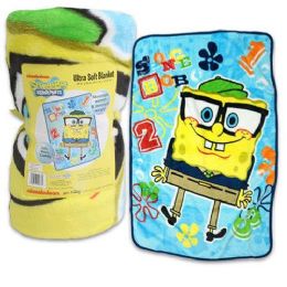 6 Wholesale Sponge Bob Blanket 30 X 43 Inches