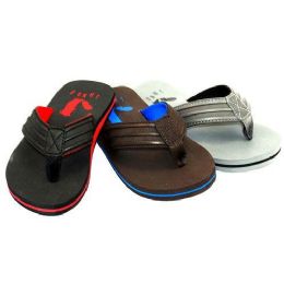 24 Pairs Boys Thong Sandals Size 4-7 Black,brown Gray - Boys Flip Flops & Sandals