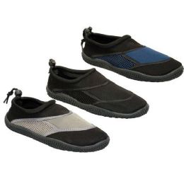 24 Pairs Mens Water Shoes Blck, Navy, Taupe Size 7 - 12 - Men's Aqua Socks