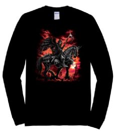 6 Wholesale Death Rider Black Color Long Sleeve T-Shirt Plus Size