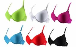 120 of Fashion Padded Bras Packed Assorted Colors With Adjustable Straps Size 32 B To 42 D