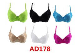 120 of Fashion Padded Bras Packed Assorted Colors With Adjustable Straps Size 32 D To 42 D