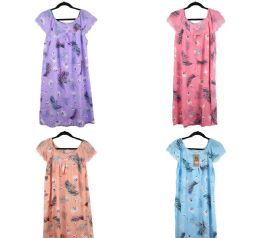 24 Wholesale Women Floral Design Mix Design Night Gown Size L