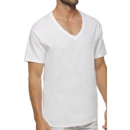 24 Wholesale Fruit Loom - Hanes 3pk Men Wh. V-Neck T-Shirts / Famous Brand Size 2x Large