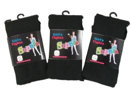 36 Pairs Girls Acrylic Tights In Black Size M - Girls Socks & Tights