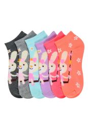 432 Pairs Girls Ankle Sock Printed Bunny Design Size 4-6 - Girls Ankle Sock