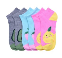 432 Pieces Girls Casual Assorted Fruit Spandex Ankle Socks Size 4-6 - Girls Ankle Sock