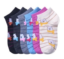 216 Pieces Girls Casual Bear Spandex Ankle Socks Size 4-6 - Girls Ankle Sock
