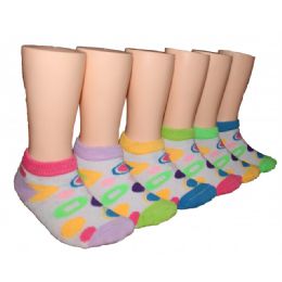 480 Pairs Girls Circle Pattern Low Cut Ankle Socks Size 6-8 - Girls Ankle Sock
