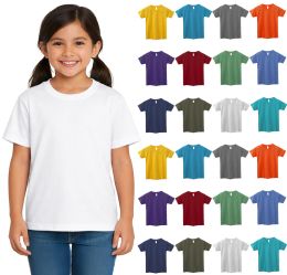 24 Pieces Girls Cotton Assorted Colors T-Shirts Size Xlarge - Girls Tank Tops and Tee Shirts