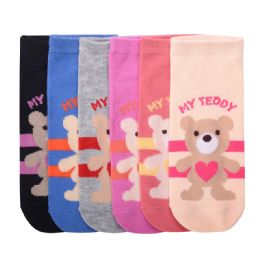 216 Pairs Girls Myteddy Printed Spak Spandex Ankle Socks Size 9-11 - Girls Ankle Sock