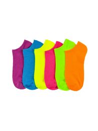 216 Wholesale Girls Neon Spandex Ankle Socks Size 9-11