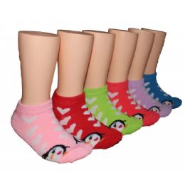 480 Bulk Girls Penguin Love Low Cut Ankle Socks Size 4-6